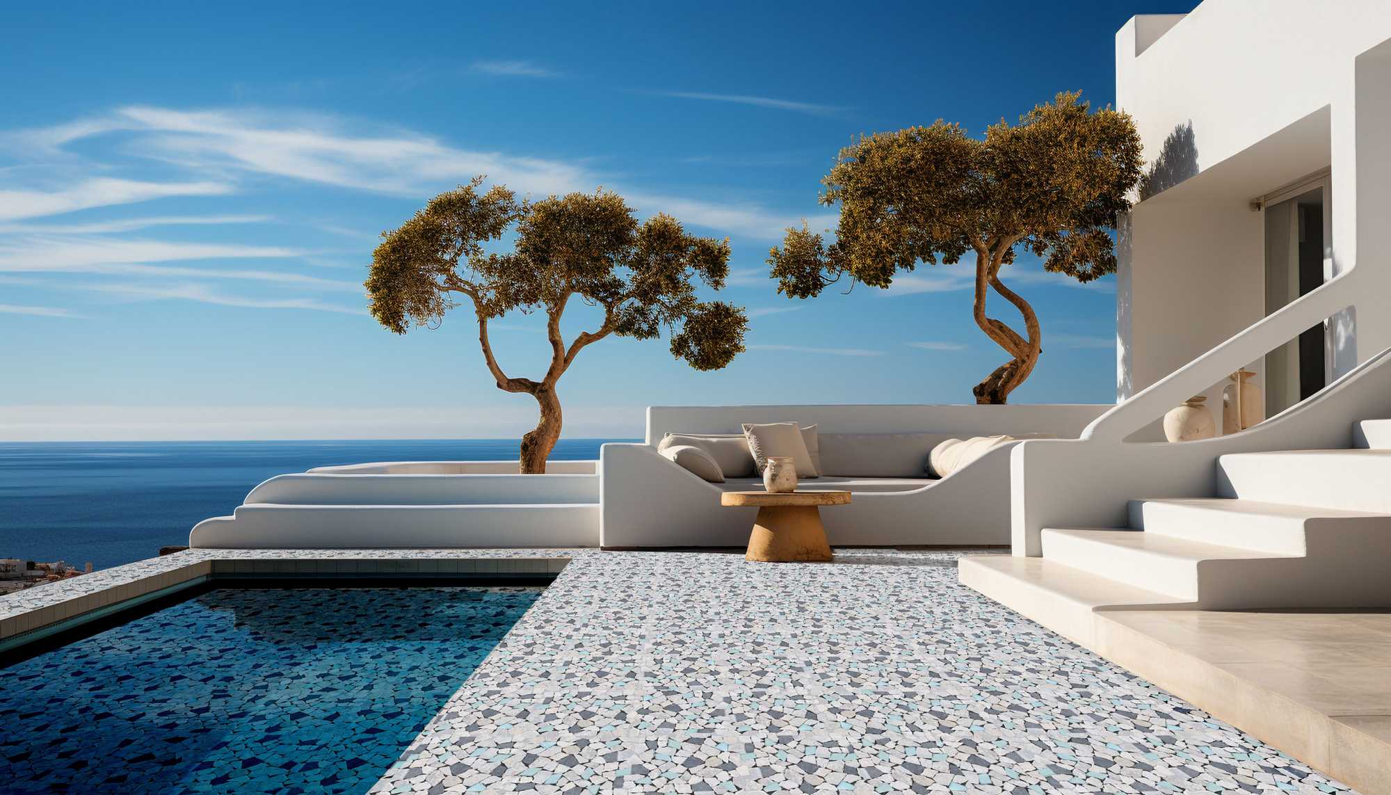 Mini Opus Beige Grey Marble Mix & Green Glass | LA TERRA STONE