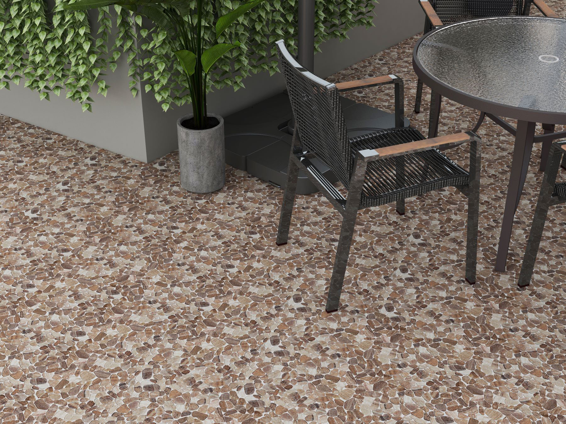 Mini Opus Matte Beige Brown Marble Stone Interlocking  | LA TERRA STONE