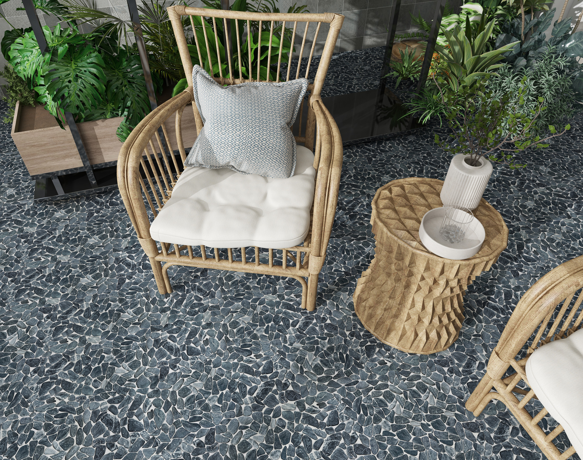 Mini Opus Matte Grey Mix Marble Stone Interlocking | LA TERRA STONE