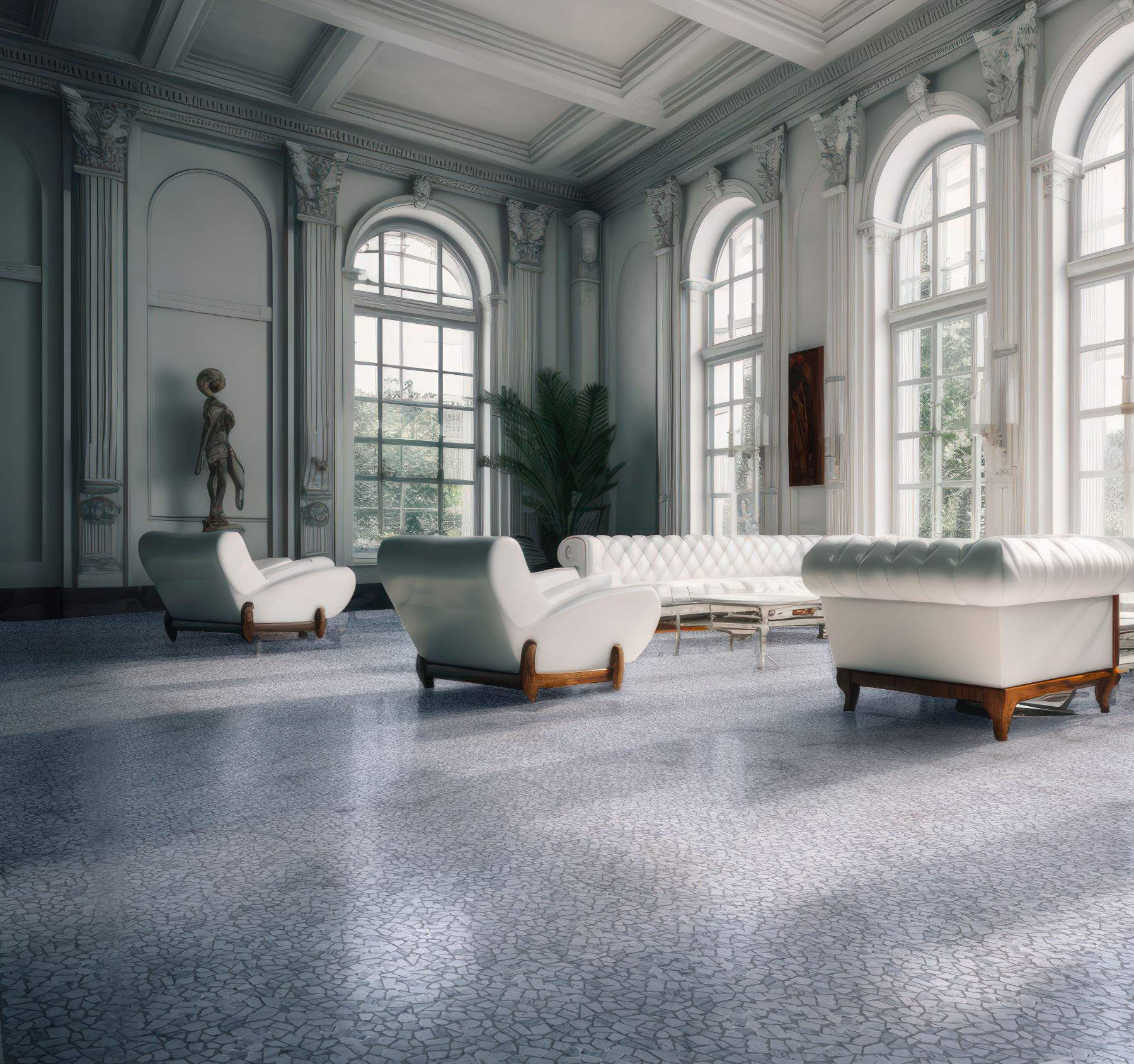 Mini Opus Matte White Grey Marble Stone Interlocking 2 | LA TERRA STONE