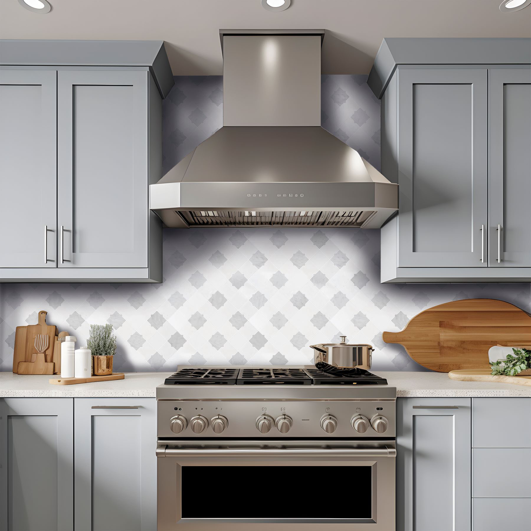 Star & Square White & Grey Mix Marble 2 | LA TERRA STONE