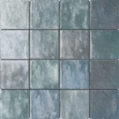 Zellige Glazed Ceramic Soft Blue Mix 3"x3" Mosaic | LA TERRA STONE