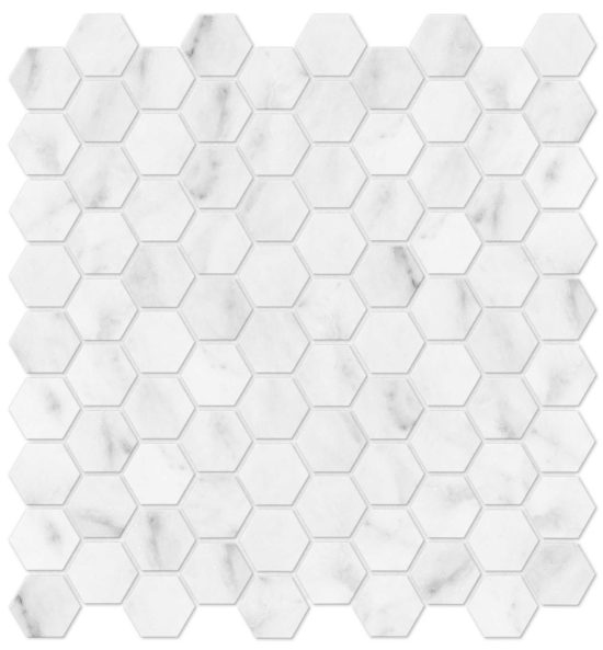 Bianco Venatino 1.25 Polished Hexagon Mosaic | LA TERRA STONE