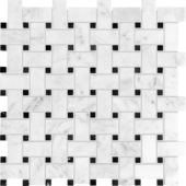 Bianco Venatino Basketweave Honed Mosaic | LA TERRA STONE