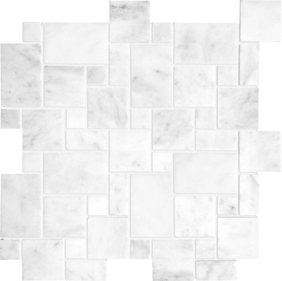 Bianco Venatino Mini Versailles Honed Mosaic | LA TERRA STONE