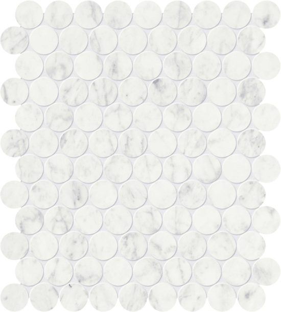 Eterna Bianco 1.25 Polished Penny Round Mosaic | LA TERRA STONE
