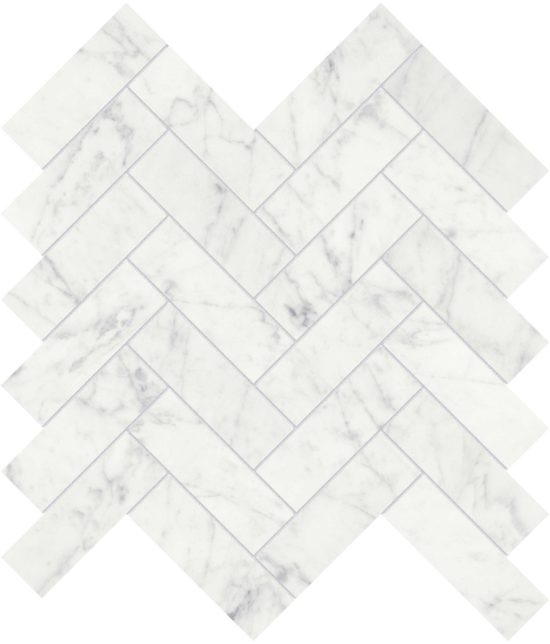 Eterna Bianco 1.25x4 Polished Herringbone Mosaic | LA TERRA STONE